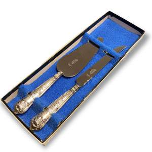Boxed Harrison and Brothers Silver Handled Cake Slice and Knife