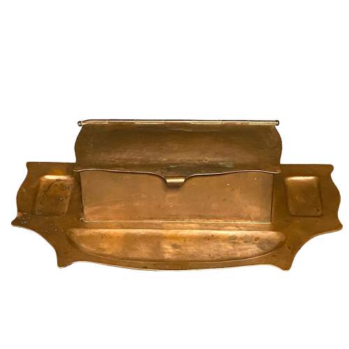 Arts & Crafts Hammered Copper Triple Inkwell image-6