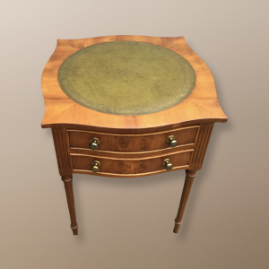 Pretty Reprodux Two Drawer Table with Leather Tooled Top