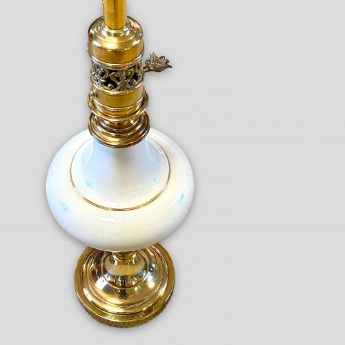Pair of 20th Century Brass Plated and Porcelain Lamps image-2