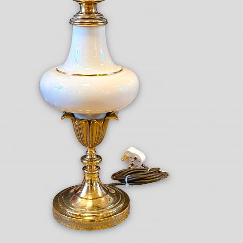 Pair of 20th Century Brass Plated and Porcelain Lamps image-4
