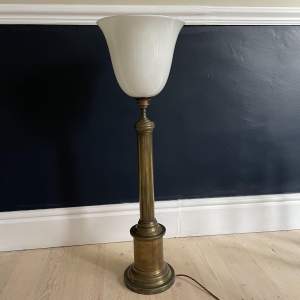 1950s Brass Column Table Lamp