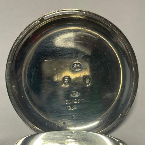 1886 Silver Fusee Pocket Watch with Albert Fob and Key image-6