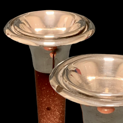 Rare 1970s Pair of Goldstone and Silver Candlesticks image-4
