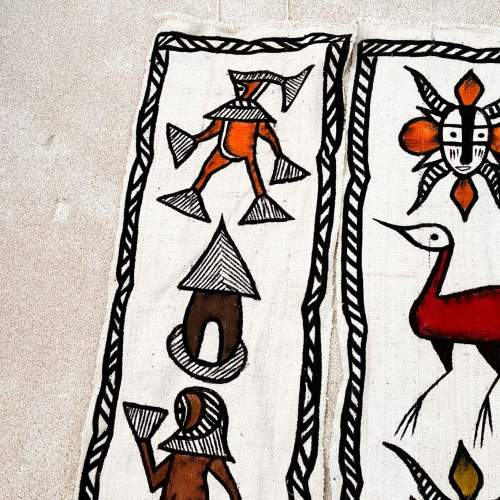 A Pair of Vintage African Kuba Textile Wall Tribal Art Hangings image-2