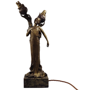 Jeanne Jozon Original Antique Art Nouveau Bronze Lady Lamp