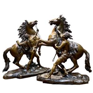 Pair of 19th Century Bronze Marley Horses