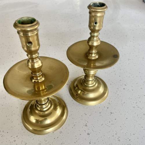 Pair of Georgian Brass Candlesticks image-1