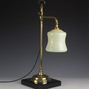 19th Century Brass & Ebonised Rise and Fall Desk Lamp