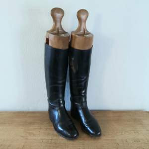 Vintage Black Riding Boots with Wooden Trees