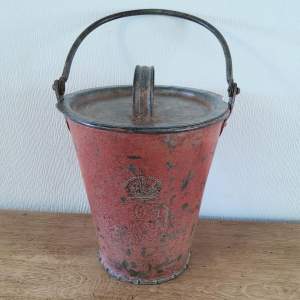 King George V Metal Fire Bucket with Lid