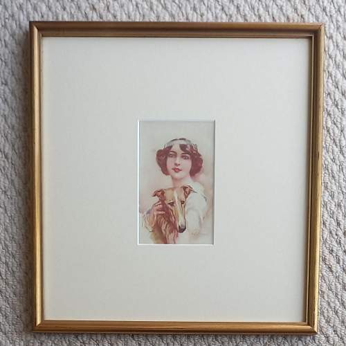 Framed Original 1920s Postcard by Italian Artist Aleardo Terzi image-1