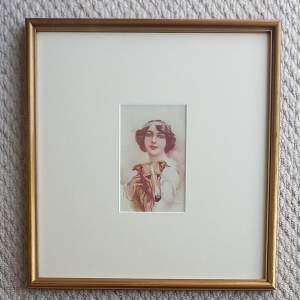 Framed Original 1920s Postcard by Italian Artist Aleardo Terzi
