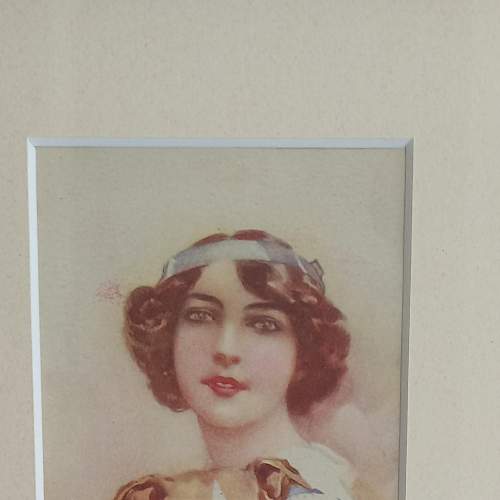 Framed Original 1920s Postcard by Italian Artist Aleardo Terzi image-3
