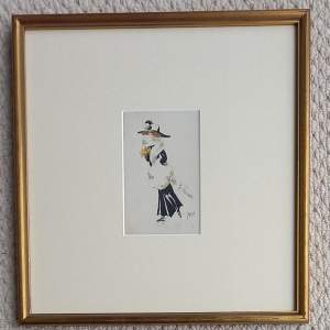 Framed Original Early 20thC Postcard by German Artist Kaby