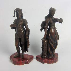 19th Century Pair of Medieval Costumed Bronzes