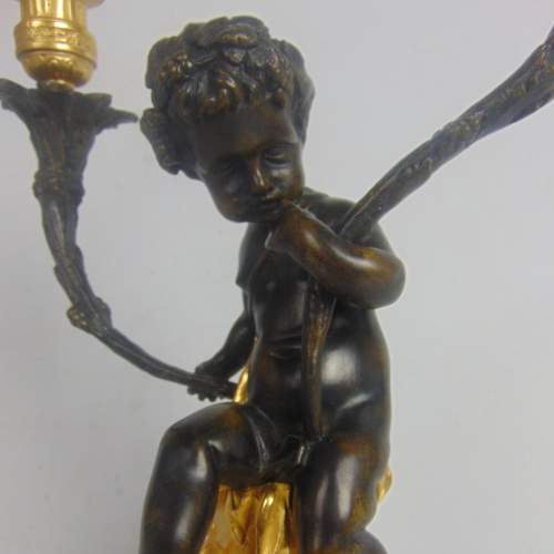 19th Century Bronze Cherub Candelabra image-2
