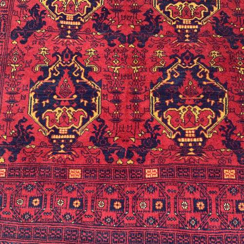 Stunning Hand Knotted Afghan Rug Repeating Medallion Design image-2