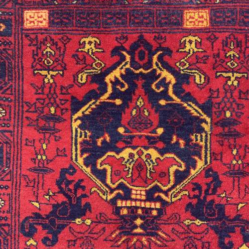 Stunning Hand Knotted Afghan Rug Repeating Medallion Design image-4