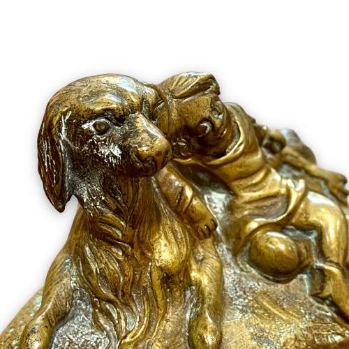 19th Century French Bronze Dog and Child Figure image-3