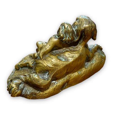 19th Century French Bronze Dog and Child Figure image-5