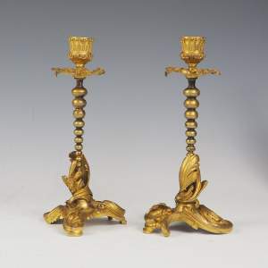 Pair of Henri Picard Gilt Bronze Candlesticks Circa. 1850