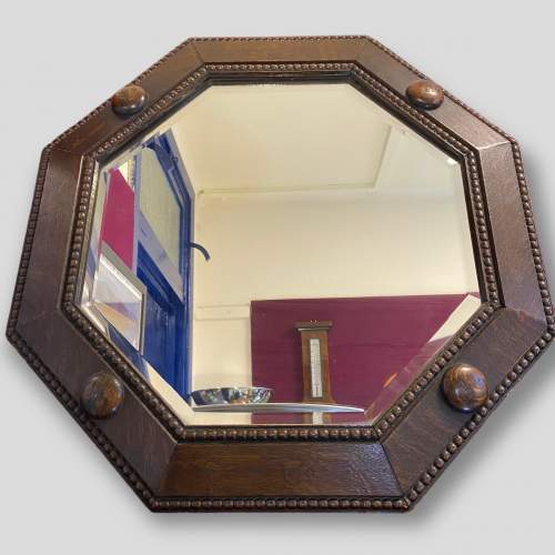 20th Century Octagonal Oak Framed Hall Mirror image-1