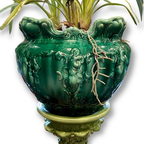Large Majolica Planter and Plant Stand image-2