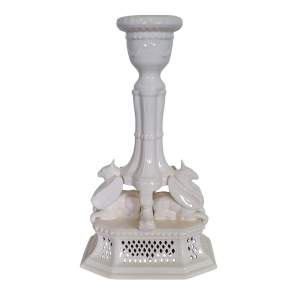 Royal Creamware Candle Holder decorated with Griffin Figures