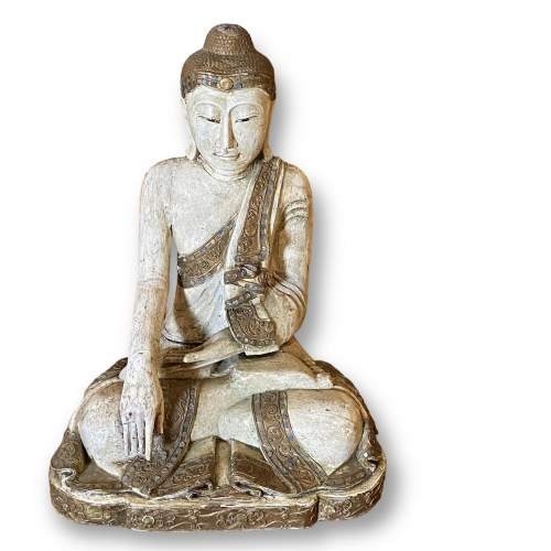 Large Rare Wooden Buddha image-1