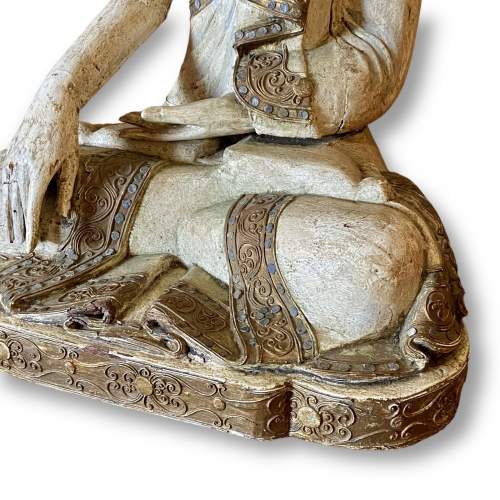 Large Rare Wooden Buddha image-3