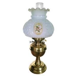 Early 20th Century Duplex Oil Lamp with Glass Shade