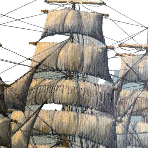 Four Masted Sailing Ship Oil on Canvas signed J E Fox 1980 image-2