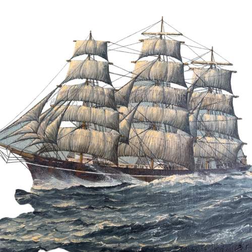Four Masted Sailing Ship Oil on Canvas signed J E Fox 1980 image-5