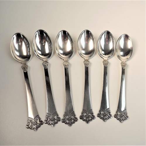 Mid Century Silver Demitasse Spoons by Norwegian Magnus Aase image-1
