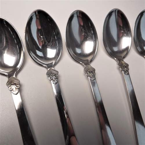 Mid Century Silver Demitasse Spoons by Norwegian Magnus Aase image-5