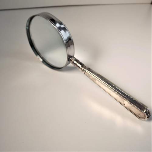 Art Deco Silver 1925 Hand Held Magnifying Glass by Walker & Hall image-2