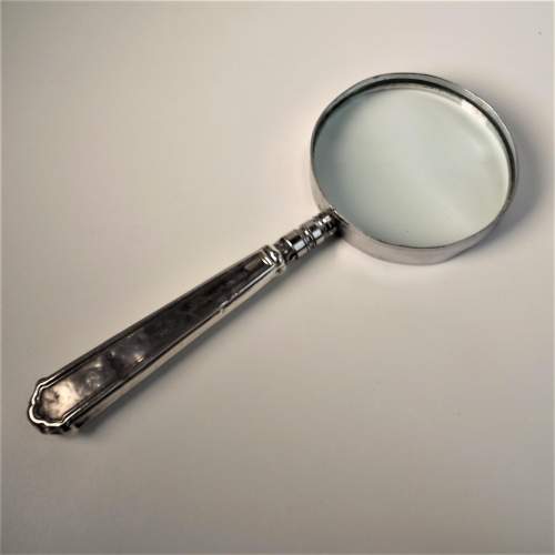 Art Deco Silver 1925 Hand Held Magnifying Glass by Walker & Hall image-1