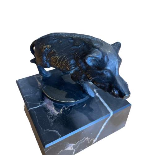 Vintage Bronze Boar Sculpture image-1