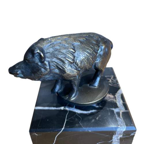 Vintage Bronze Boar Sculpture image-3