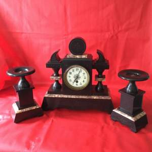 Edwardian Slate and Marble Clock