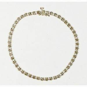 Vintage 9ct Gold Line Bracelet set with 13 Single Cut Diamonds