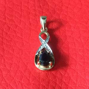 Vintage 9ct Gold Sapphire and Diamond Pendant