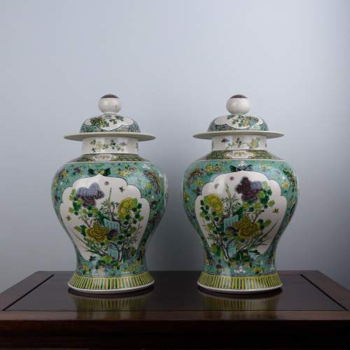 Superb Pair of 19th Century Chinese Biscuit Porcelain Vases image-1