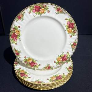 Six Royal Albert Old Country Roses Dinner Plates