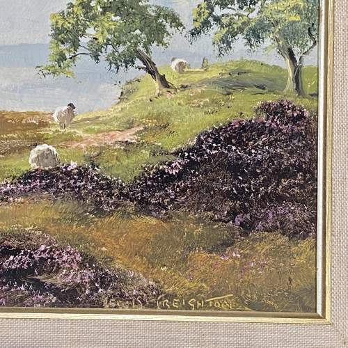Lewis Creighton Oil on Board Painting of Sheep on the Moors image-3