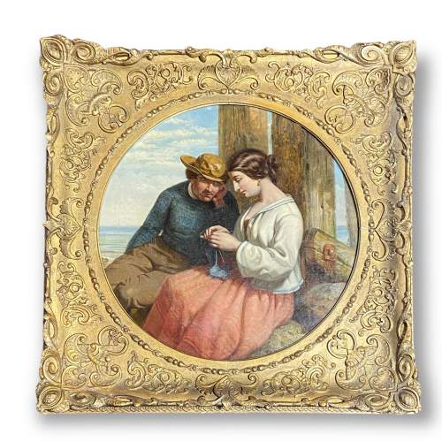 19th Century James Stokeld Oil on Canvas of a Young Couple image-1