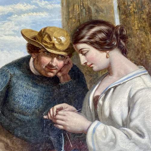 19th Century James Stokeld Oil on Canvas of a Young Couple image-2