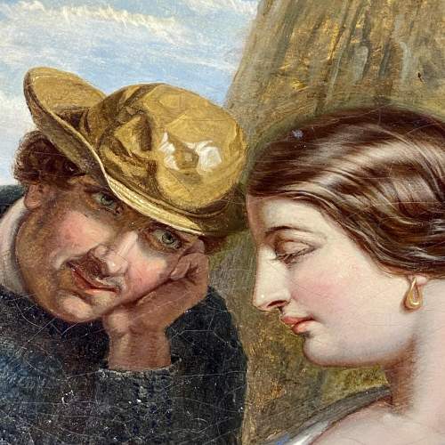 19th Century James Stokeld Oil on Canvas of a Young Couple image-3