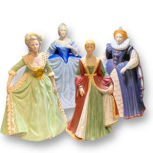 Set of Four Franklin Mint Ceramic Queen Figures